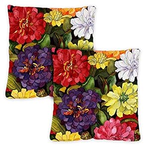 Toland Home Garden Zippy Zinnias Kissenbezug 2er-Pack