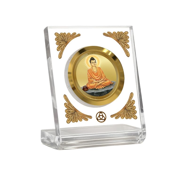 Image of DIVINITI 24K Gold Plated Religious Car Dashboard Frame | Premium God Idol Frame for Car, Home Mandir & Office Table | Spiritual Gift, Decorative Showpiece