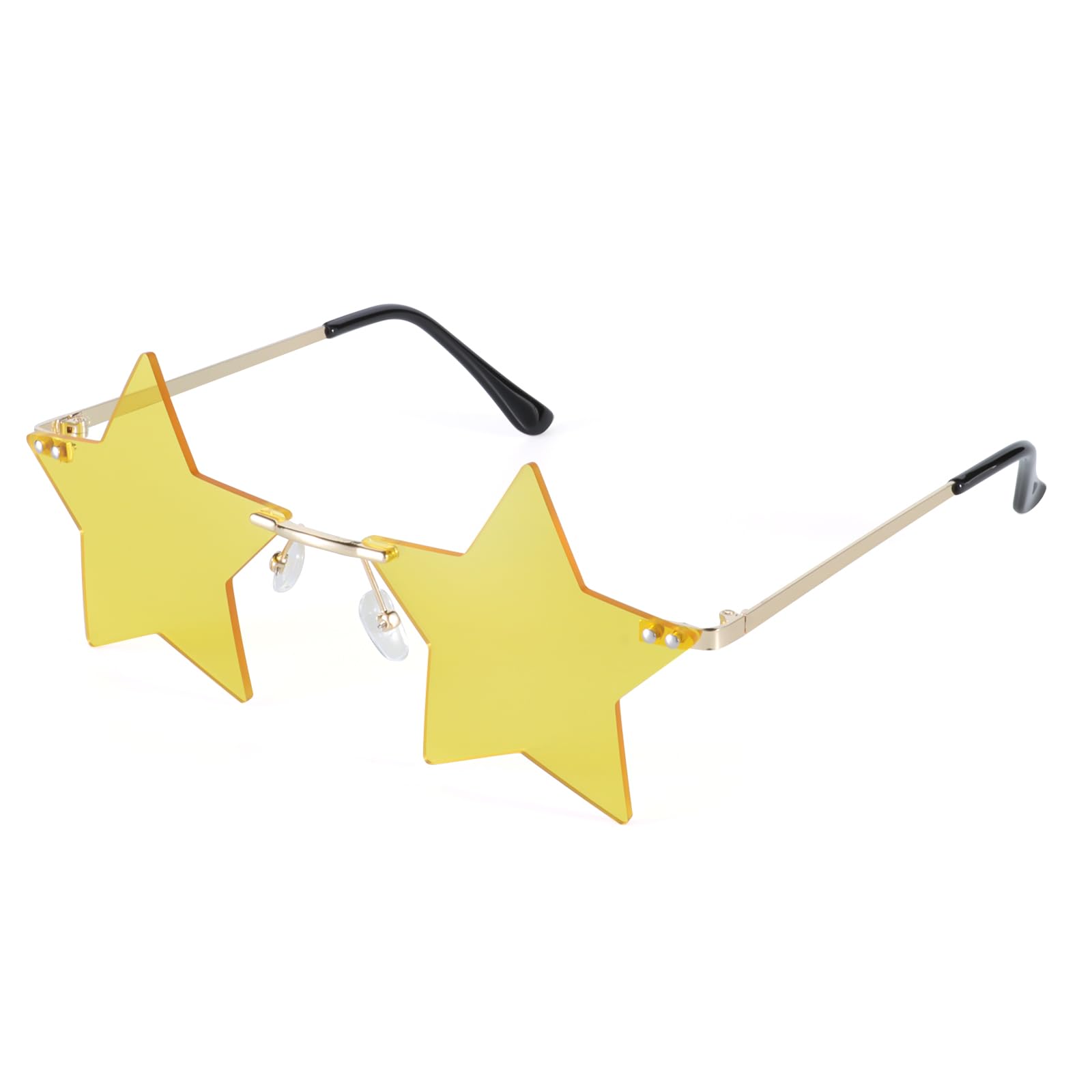 Dazzleimart Rimless Star Sunglasses Colorful Sunglass for Women Pentagram Sunglasses Halloween Party Favor Star Glasses