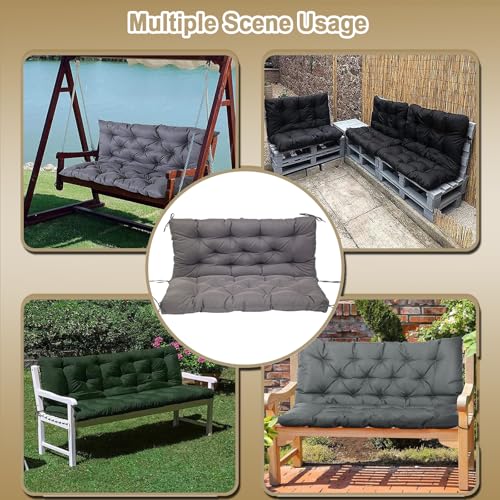 Coussin de balancelle 100x100x10 cm noir imperméable 2-3 places - 5