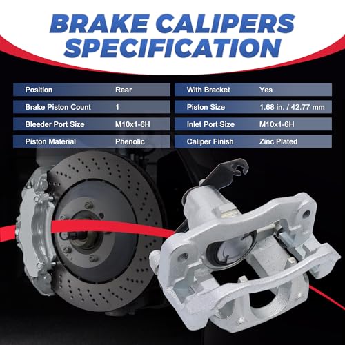 Image of 18B5080 18B5081 Rear Disc Brake Caliper Compatible with 08-12 Grand Caravan | 2PCS Rear Driver & Passenger Side Calipers with Bracket, Compatible with 2008-2012 Chrysler Town&Country, Dodge Grand Caravan