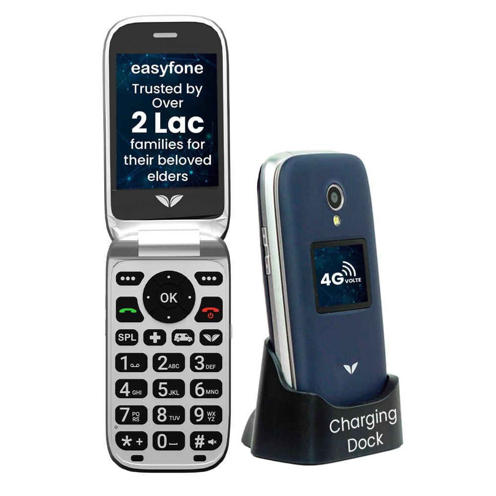 easyfone Royale 4G - 2.8 inch Flip Phone with 20+ Senior Citizen Friendly Features | Loud Sound, Dock Charger, Photo Speed dial, SOS Button, App Based Remote Phone Configuration | 2 Years Warranty-picture-11
