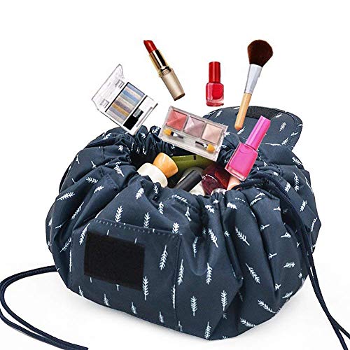 Preisvergleich Produktbild Palazen Kosmetiktasche Reise Schminktasche Wasserdichte Kordelzug Make up Kulturtasche Multifunktion Groß Kapazität Faul Toilettenartikel Bag (Dunkelblau)