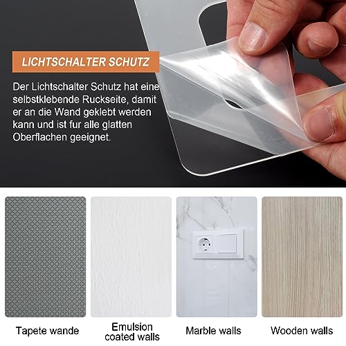 Beekeg 4 Stücke lichtschalter Schutz,wandschutz für lichtschalter,Tapetenschutz für Steckdose und Lichtschalter,steckdosenblende für jedes Schalterprogramm-Transparent 4er 3-fach