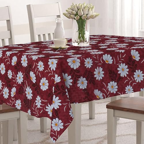 Image of Dakshya Industries PVC Waterproof Withoutlace Dining Table Cover (Size - 54X78 Inch) Rectangle 6 Seater Heat Rasistant Table Cloth (T20)