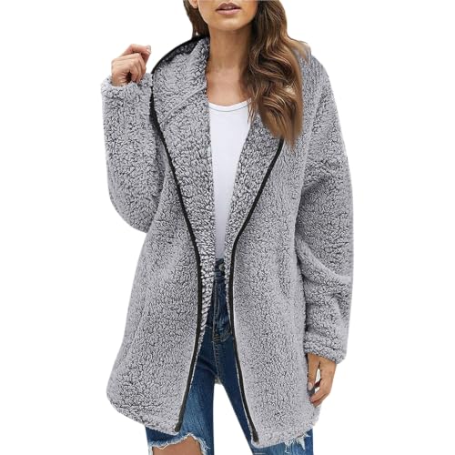 Sherpa Fleece Jacket Women Shearling Fluffy Blanket Winter Zip Up Outerwear - image 1