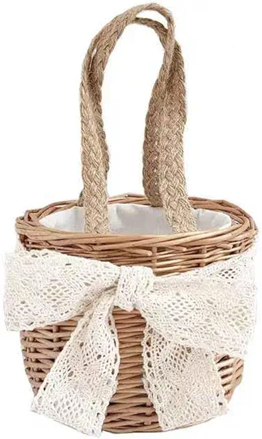 Small Bamboo Woven Basket - Handwoven Rattan Storage & Plant Cover