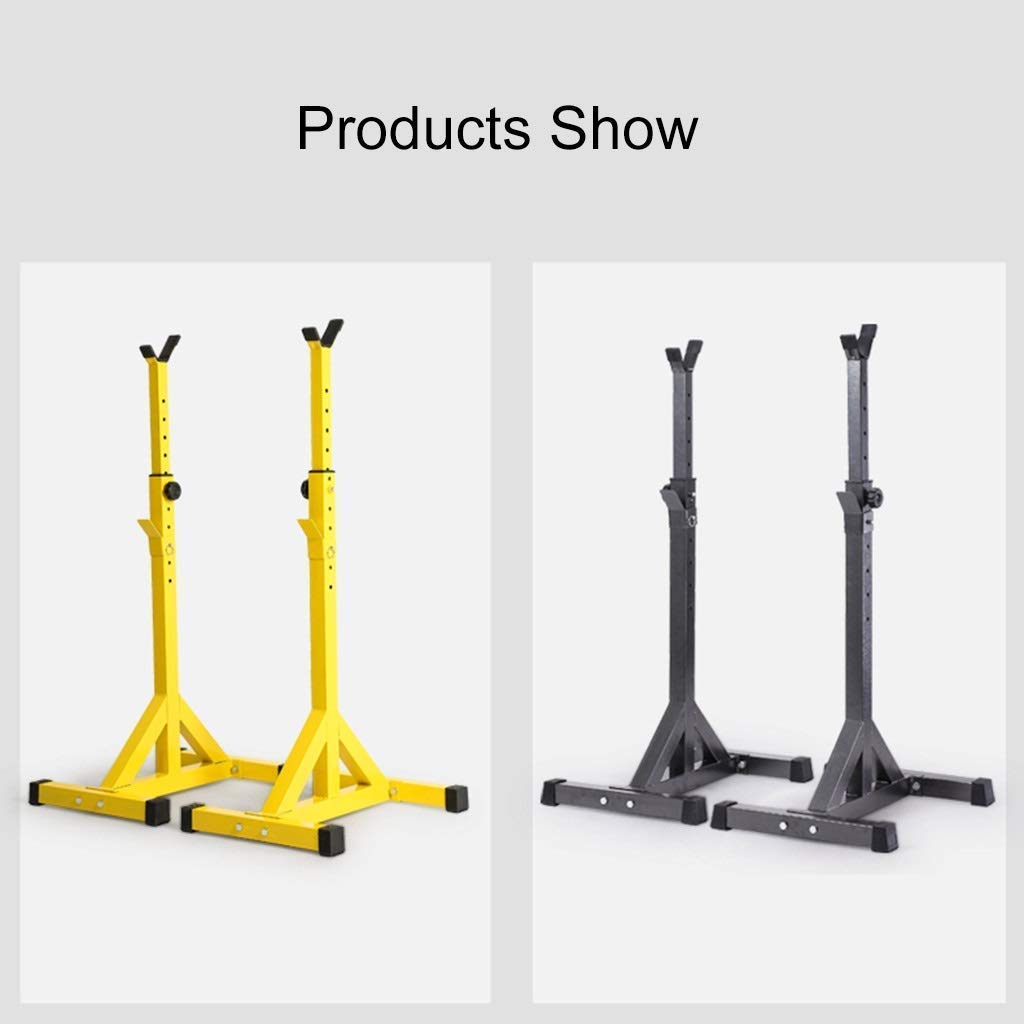 ERoomQ Adjustable Squat Rack Barbell Free Bench Press Squat Stands, Fitness Barbell Rack Weight Lifting Rack Bench Press, 10 Steps Height Adjustable (Black 146 * 46 * 61cm)