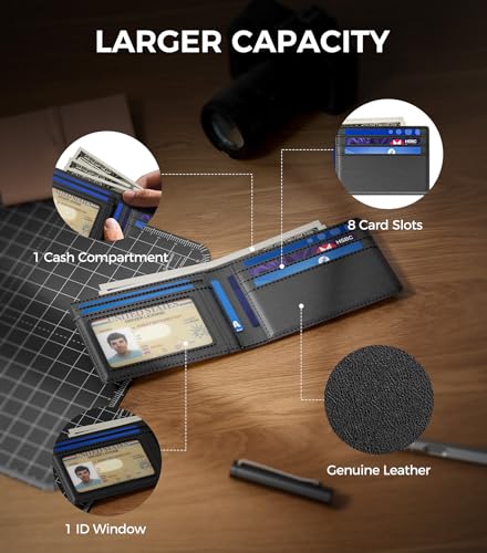 Men's Wallet with Tracker, Slim Bifold Front Pocket Wallets for Men with Find My for Travel, Gym, Daily Use with Gift Box, Black3