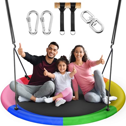 Image of Everyfun 43 inch Saucer Tree Swing for Kids Adult, 700lbs Weight Capacity, Waterproof Flying Saucer Swing with Adjustable Hanging Straps, Swing Seats for Backyard Outdoor Indoor Playground, Six Color
