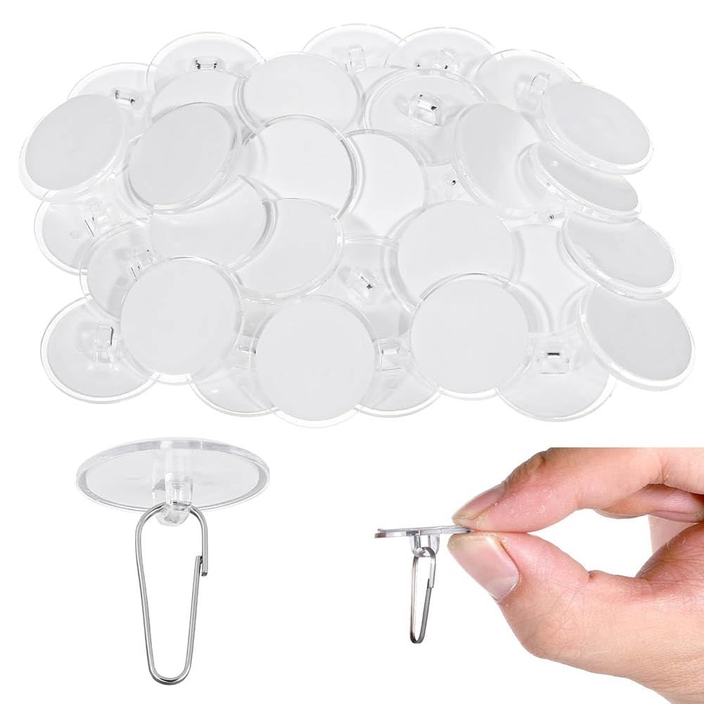 Akfldms Transparent Adhesive Ceiling Hooks 50 Pcs Clear, For Hanging Damage-Free Birthday Hook No-Drill Sticky Ceiling Hook