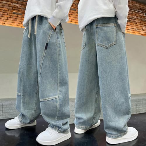 Boys Straight Wide Leg Jeans Y2k Streetwear Baggy Denim Pants Hip Hop Casual Loose Fit Long Trousers Fall 2025 Clothes4