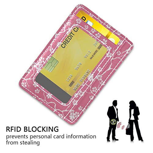 susiyo Pink Cherry Blossoms Flowers Slim Minimalist Wallet Front Pocket Wallets PU Leather Rfid Blocking Card Wallets for Men Women3