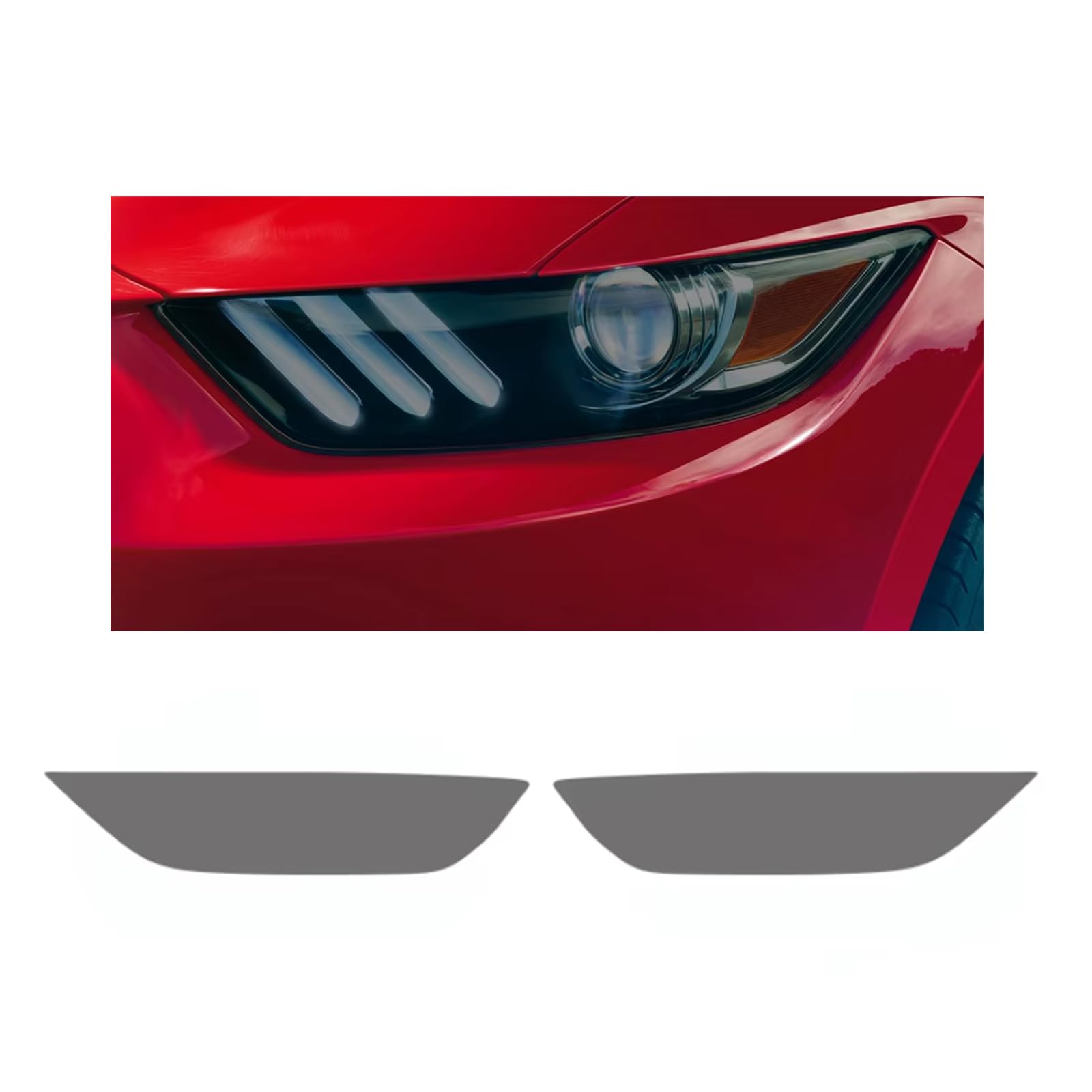 Headlight Film for Ford Mustang 2015-2017, 1Set Transparent/Smoke Black Car Headlight TPU Protective Film