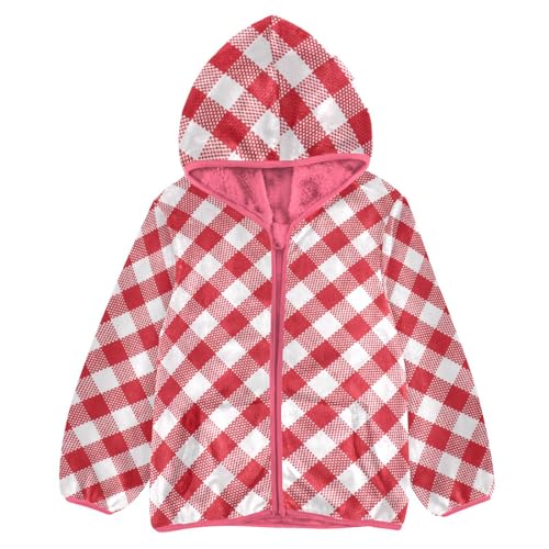 GuoChe Buffalo Plaid Red White Fleece Jacket Baby Boy