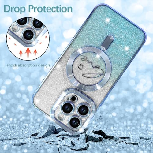 Image of ZIYE Magnetic Case Designed for iPhone 16 Glitter Case-Blue