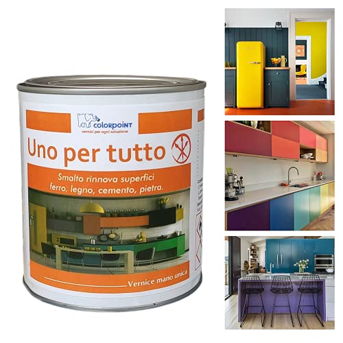 Uno per Tutto - Smalto vernice per interni ed esterni con antiruggine 2,5 Kg - mano unica - per legno ferro cemento pietra - bianco grigio rosso nero blu - satinato (Verde)
