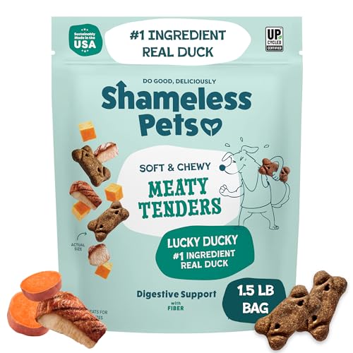 Image of Shameless Pets Soft & Chewy Dog Treats, Lucky Ducky Meaty Tenders, 1.5lb - Real Duck is 1st Ingredient - Grain Free, No Corn or Soy - Digestive Support - for Small, Medium & Large Dogs