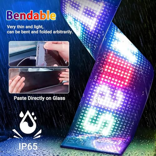 Image of AutoBizarre Flexible Waterproof DIY Customizable LED Matrix Panel Display Screen Sign Board with Mobile Application and Remote Control for Cars, Home, Office, Shops etc (Multicolor, Small- 17x7 Cm)