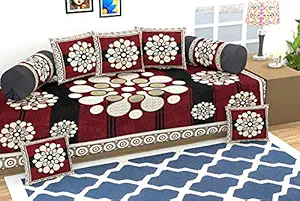 Diwan Set Premium 8 Piece 500 TC Chenille Diwan Set by Laying Style