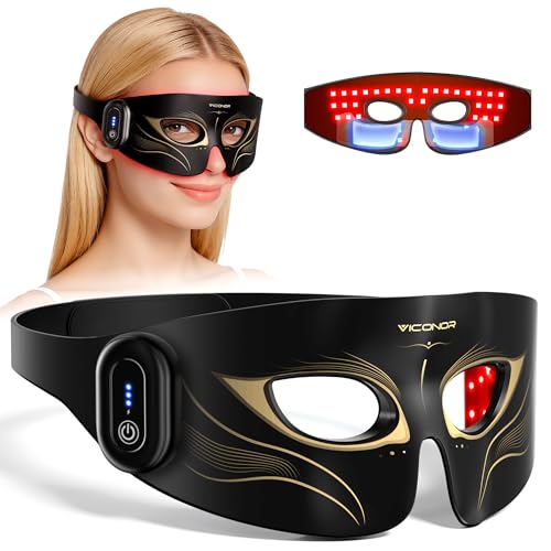 Red Light Therapy for Eyes Infrared Red Light Therapy for Eye Bag No Light Leakage 630nm Red Light & 850nm Infrared Red Light Therapy Device for Wrinkles Red Light Eye Mask with Rechargeable Remote