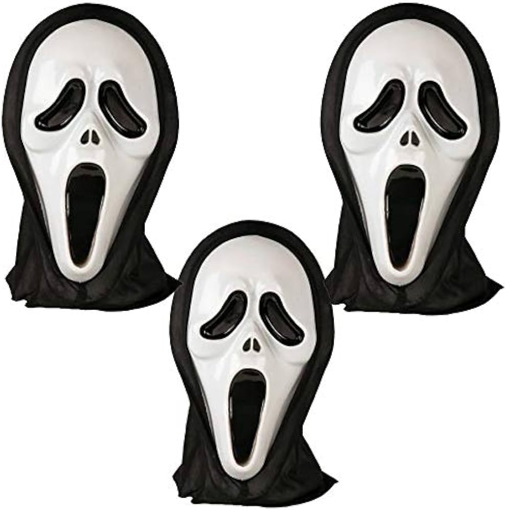 Scary Ghost Face Mask Pack of 3 – Scream Halloween Skull Horror Cosplay Masks for Men | Funny Prank Costume Mask for Halloween, Holi, Parties & Drama Events