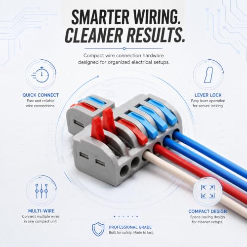 Image of XELYTON Wire Clip Connector, Universal Connection Terminals, Circuit Inline Splices Electric Connectors, Quick Connect & Freely Assemble Electrical Splicing Kit for Compact (2 in 6 Out, 20)
