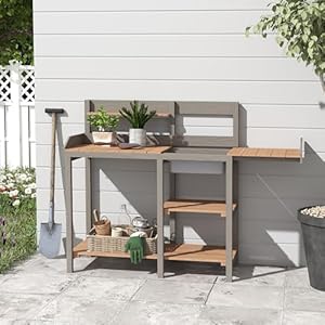 Woodenpottingbenchtablewithsinkoutdoorgardentableworkbenchwithshelfworkstationforoutsidelawnpatio  Urban Country Home Decor Wooden potting bench table with sinkoutdoor garden table work bench with shelf workstation for outside lawn patio  urban country home decor