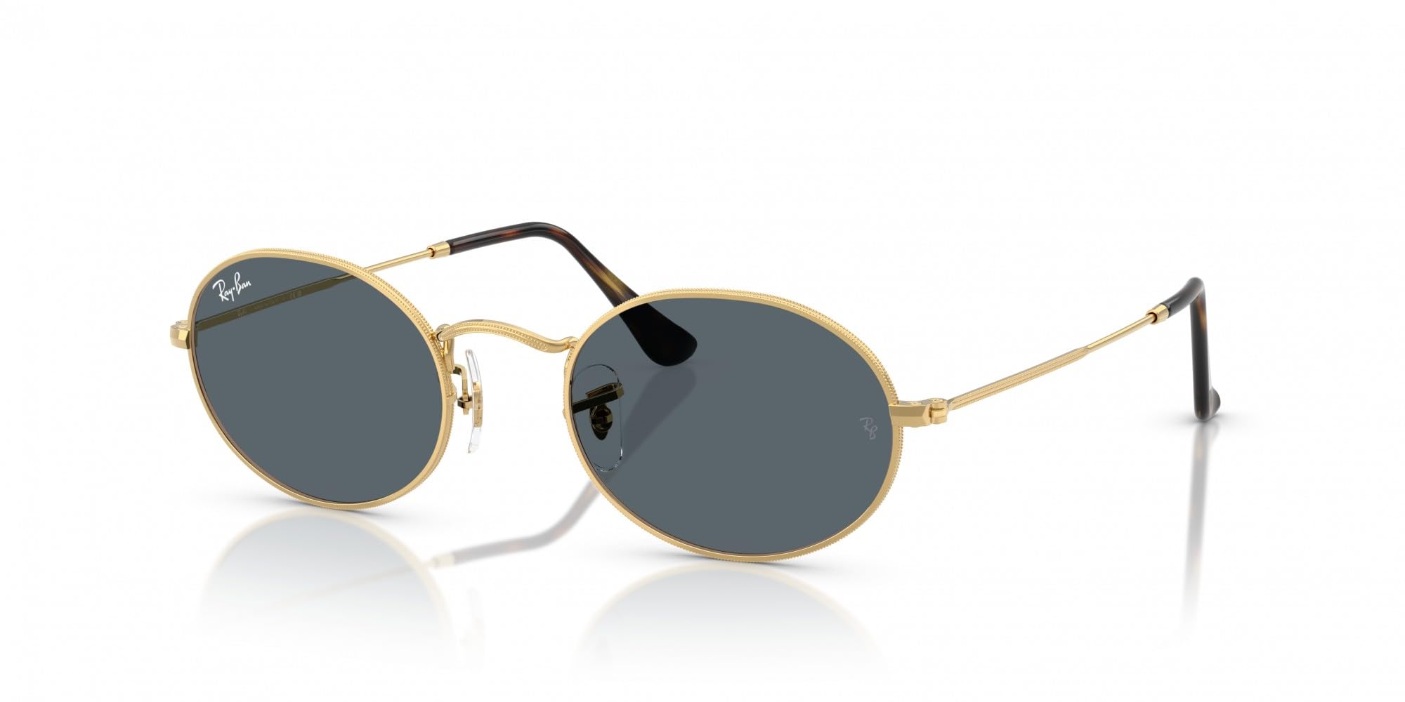 

                                                    Ray-Ban RB3547N Oval Flat Lens Sunglasses, Gold/Bl