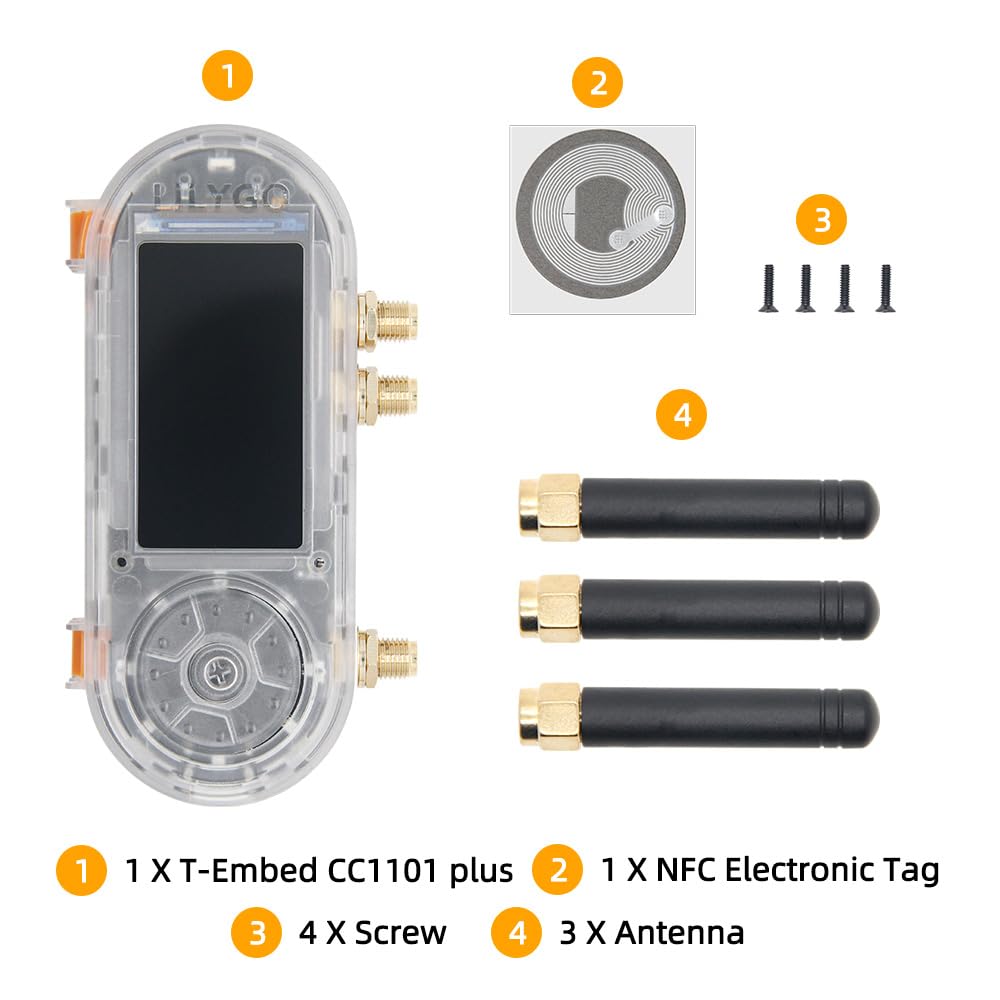 LILYGO T-Embed CC1101 Plus ESP32-S3 Mikrofon TTGO-Entwicklungsboard mit 1,9-Zoll-ST7789V-IPS-TFT-LCD und externer Antenne (Transparent)