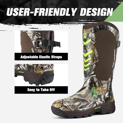 Image of Wovenpak Extra Wide Rubber Boots for Women, Waterproof Hunting Boots with Steel Shank, Insulated Mud Boot, 6mm Neoprene Anti-slip Outdoor Work Boots, Size 6-11