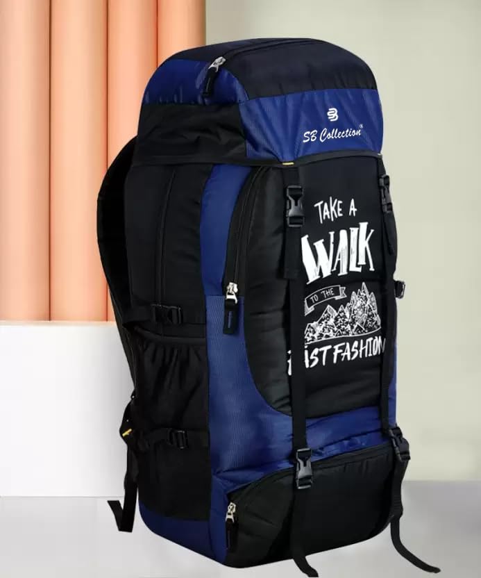 Image of SB Collection 60 L Hiking Rucksack, Water Repellent 600D Oxford Canvas, Unisex Trekking and Camping Travel Bag