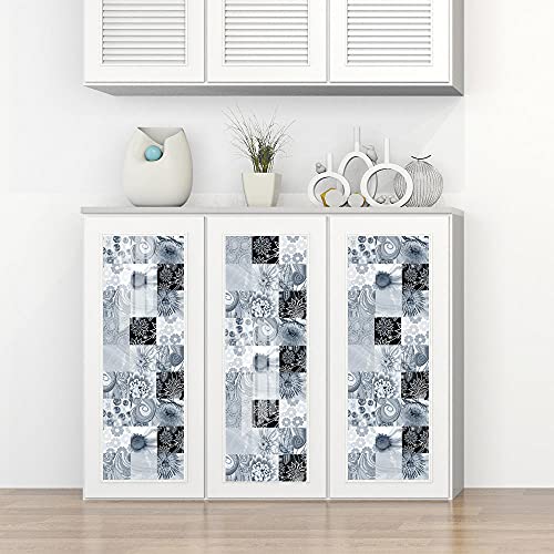 Stick on Tiles Grey Floral Marble Tile Stickers PVC Self Adhesive Wall Tiles Heat Resistant Tile Stickers for Kitchen Bathroom Waterproof Peel and Stick Floor Tiles Tile Paint 15x15cm