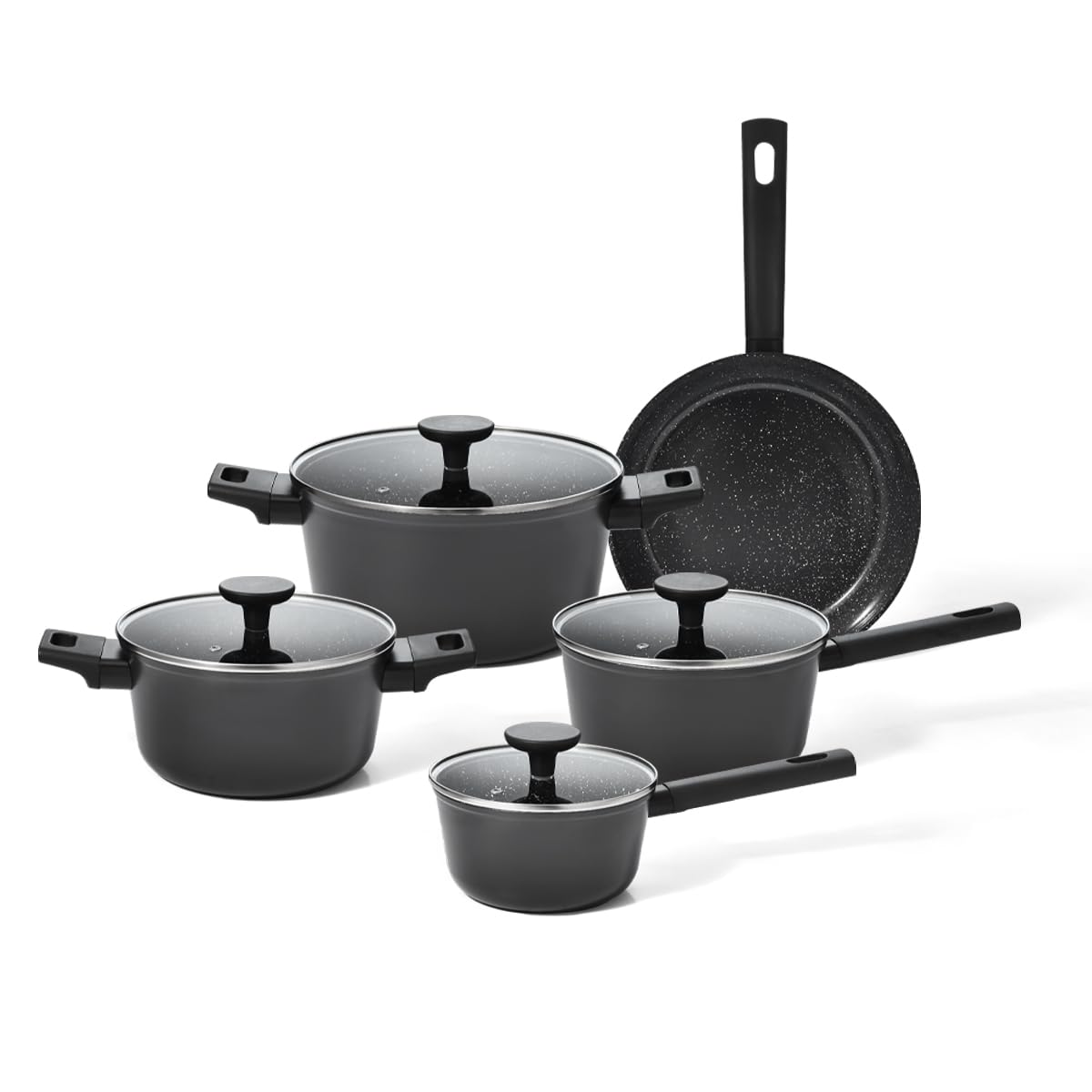Oikos - Jogo com 5 Panelas Antiaderentes de Revestimento Cermico para  Fogo por Induo, a Gs, Eltrico e Vitrocermico Cor Preta Mou Chia |  Amazon.com.br