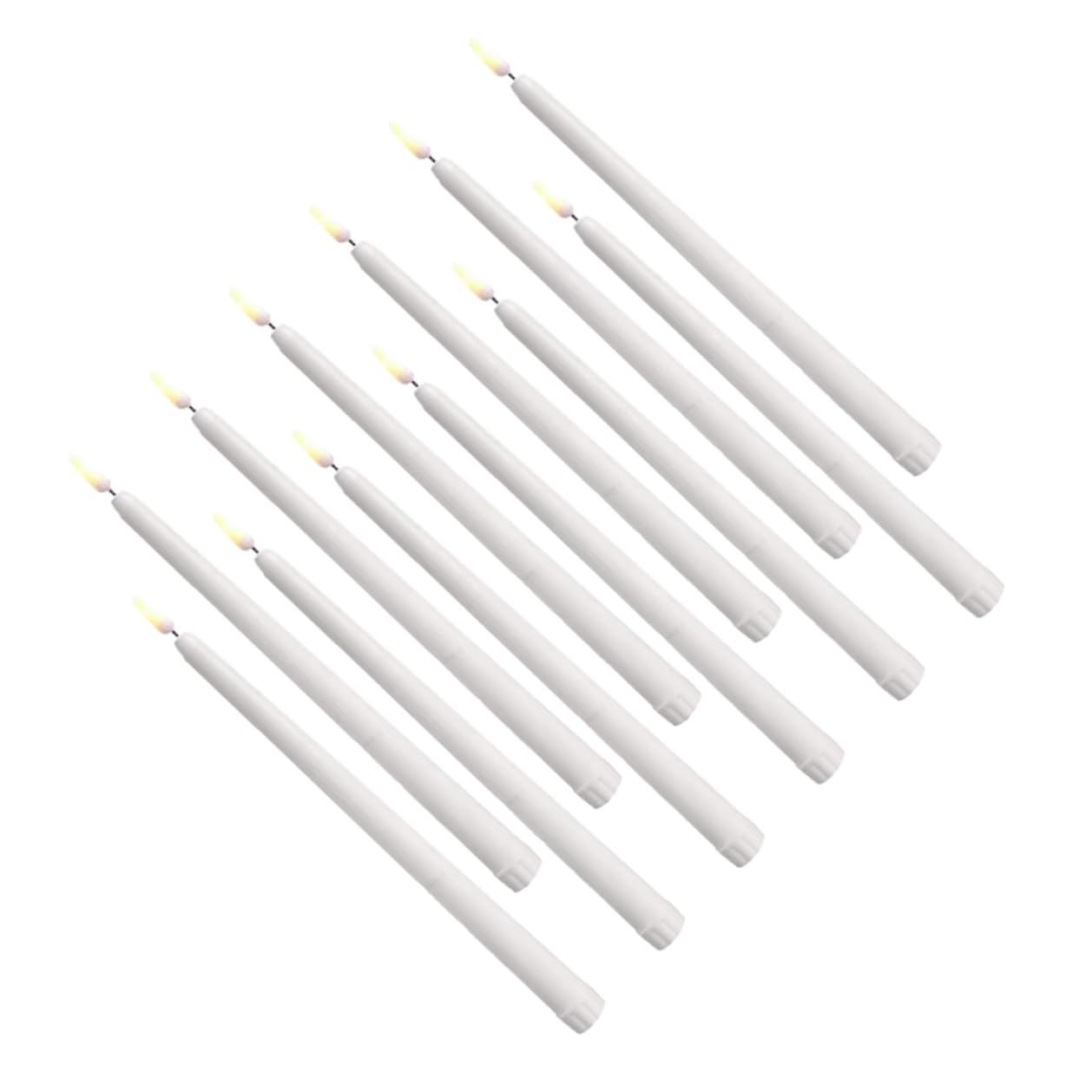 12 Stück LED Kerzenlichter mit Langem Stab Warmweiß Flackernd Elektronische Dekorative Kerzenleuchte für Halloween Hochzeit und Party