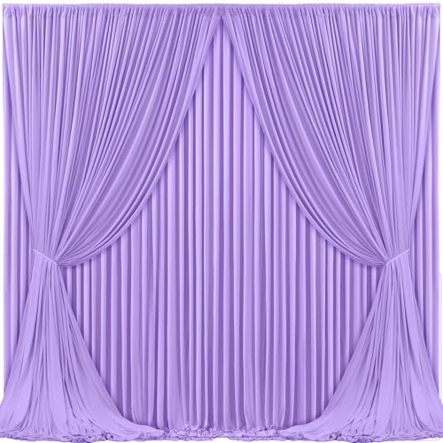 Image of 20x10ft Lavender Backdrop Curtain for Weddings, Wrinkle-Free Polyester Fabric Purple Backdrop Curtain Drapes for Birthday Party Photo Photography Decoration 5ft x 10ft,4 Panels