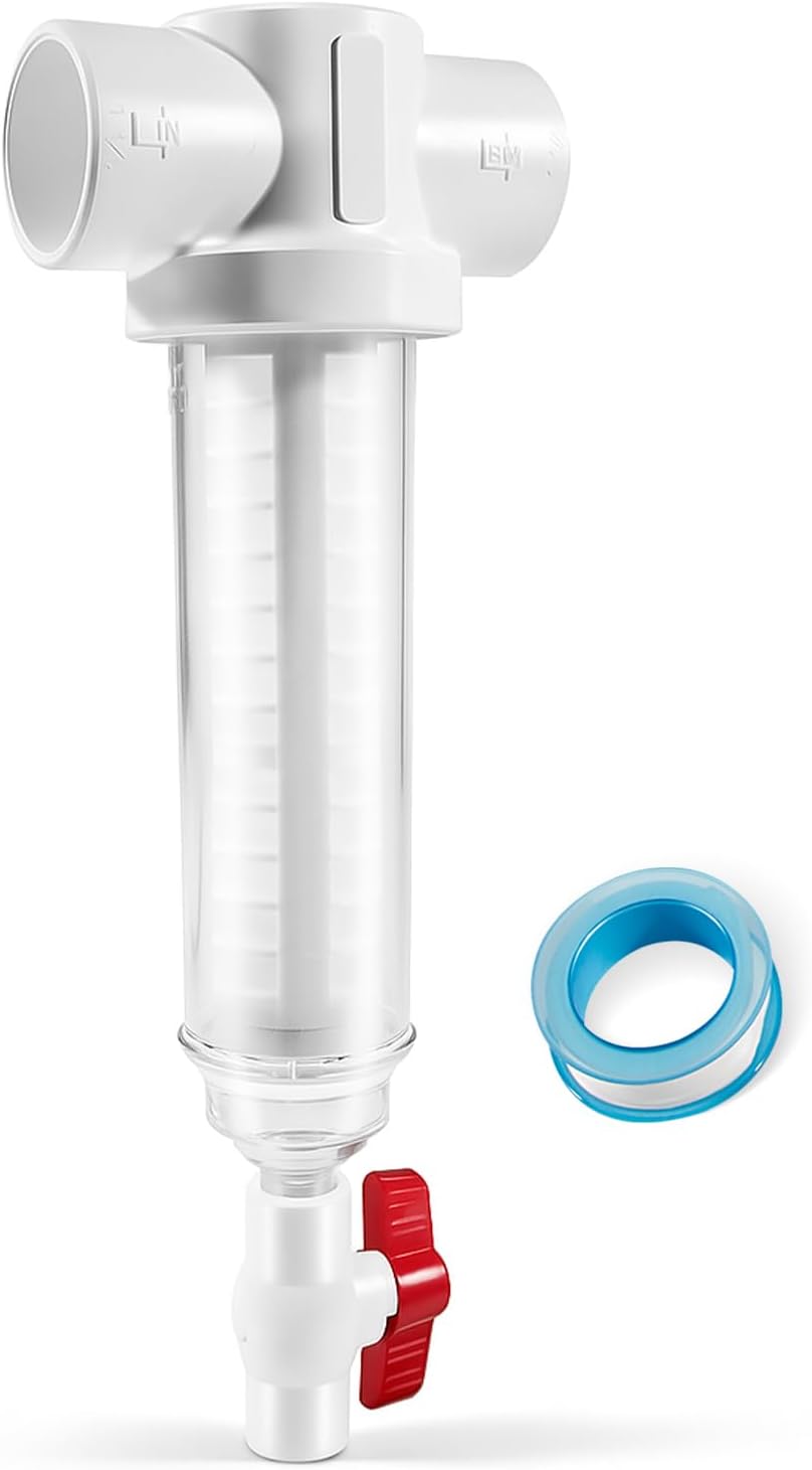Spin Down Sand Separator, Sediment Water Filter System, 100 Mesh, 1.5-Inch PVC Slip Fit, 50 GPM, Heavy-Duty Pre-Filter for Well, Irrigation, and Home Water Systems