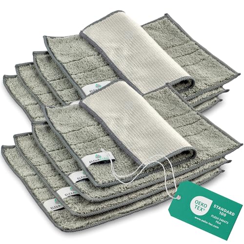 ELEXACLEAN Spültücher waschbar - Mikrofaser (Grau, 8er Set, 24x20cm) Spüllappen für Küche, Geschirr