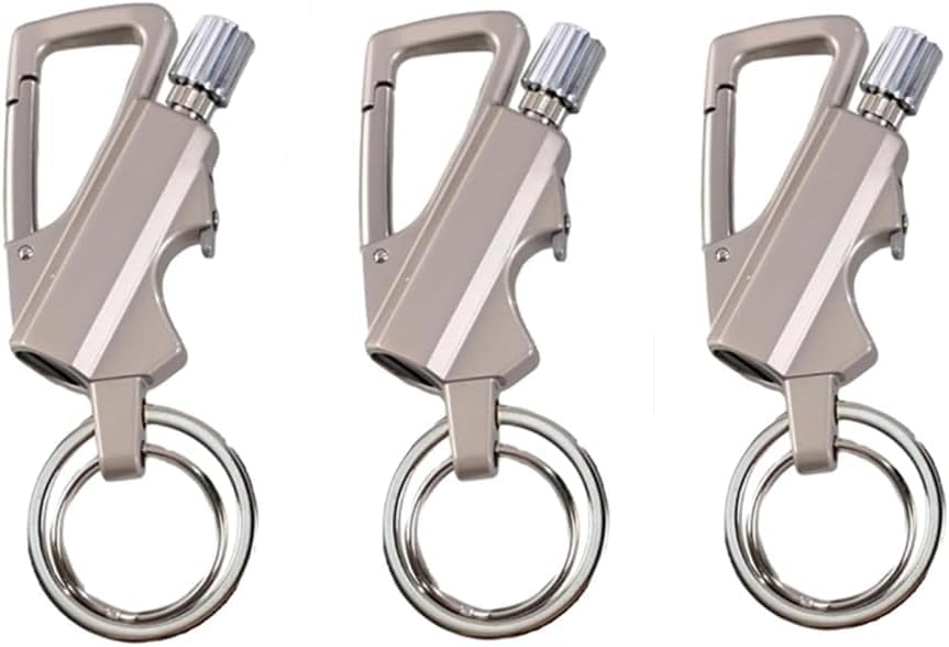 Permanent Match Infinity Lighter,Metal Keychain with Bottle Opene, Reusable Matchstick Strike Lighter, Windproof Survival Camping Gear (Silver,3)