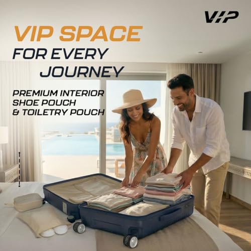 Image of VIP Barclay Check-in Trolley Bag 79.5cm | Large | Hard Luggage | 8-Wheel Suitcase with Shoe & Toiletry Pouch | Flushed TSA Lock with Anti-Theft Zipper | 3 Years International Warranty (Parisian Blue)
