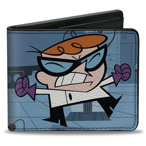 Buckle-Down Dexter's Laboratory Wallet, Bifold, Dexters Laboratory Angry Pose and Title Logo Blues, Vegan Leather
