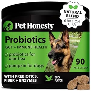 Pet Honesty Probiotics for Dogs, Dog Probiotics for Diarrhea & Bowel Support, Digestive Enzymes Promotes Gut Health, Immunity Health & Itch Relief, Prebiotics and Probiotics (Duck 90 ct)