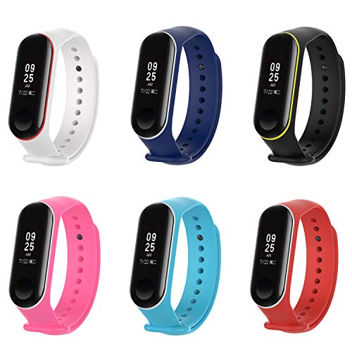 XIHAMA Correa para Xiaomi Mi Band 4, Xiaomi Mi Band 3 Pulsera de Silicona Suave Recambio Tamaño Ajustable Bracelet Deportivo Compatible con Mi Band 3 / Mi Band 4 (D Set - 6pcs)