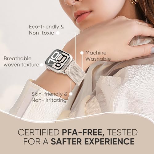 Image of Braided Stretchy Band Compatible with Apple Watch 40mm 41mm 42mm 38mm 44mm 45mm 46mm 49mm Women Men, Breathable Adjustable Nylon Sport Solo Loop Strap for iWatch Series 11 10 9 8 7 6 5 4 3 SE /Ultra 2