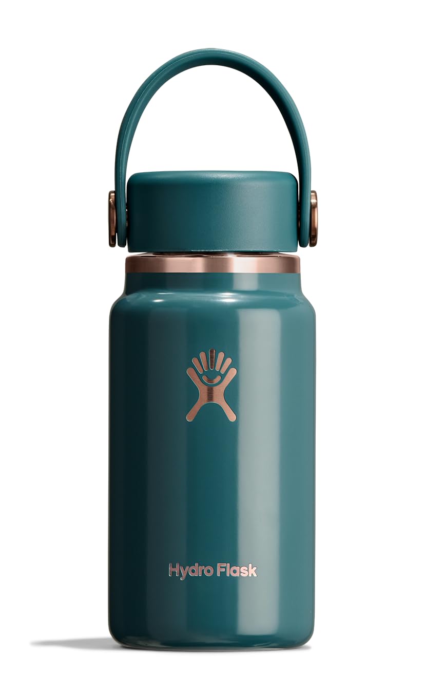 Hydro Flask Micro Bottle - Leak Proof Purse or Pocket Flask - Insulated Mini Water Bottle 6.7 Oz Sea Rose Gold