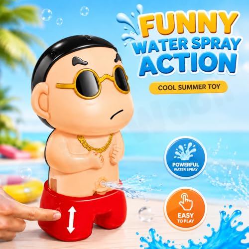 Image of Cartoon Boy Water Spray Toy for Kids | Pull Down Funny Water Sprinkler Toy with Refillable Water Tank | Summer Outdoor Bath Pool Beach Play Toy | Cute Funny Gift for Kids