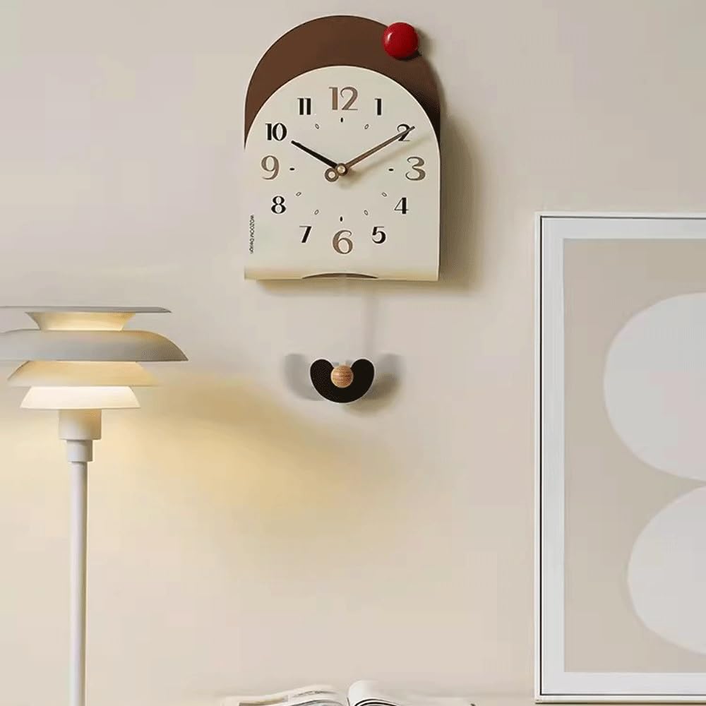 Reloj Cocina Reloj oscilante de Pared Minimalista pequeño for Sala Estar(Bruin)