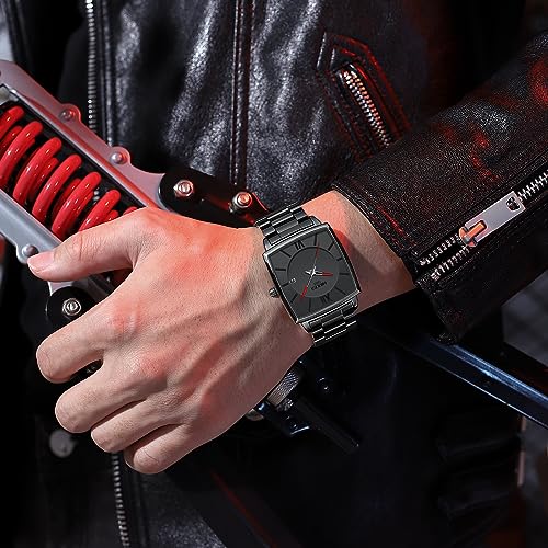 Image of NIBOSI Men's Watches Analog Military Sport Black Dial Watches for Men Business Waterproof Casual Watch Stainless Steel Wrist Watches Date