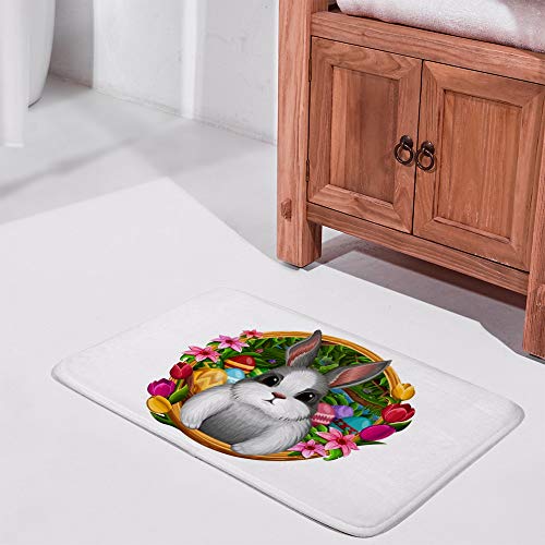 Tapis de bain velours corail doux design unique lapin 36 x 24 "