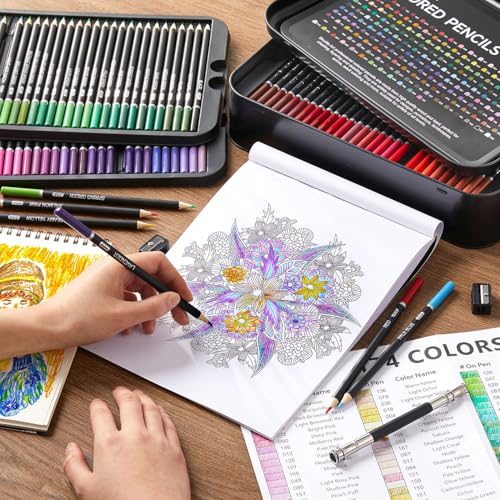 Shuttle Art 174 Colored Pencils Set with 1 Coloring Book, 1 Sketch Pad, 4 Sharpeners - image 2